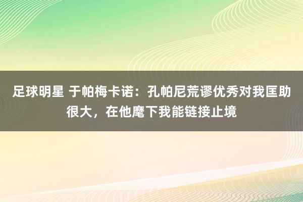 足球明星 于帕梅卡诺：孔帕尼荒谬优秀对我匡助很大，在他麾下我能链接止境